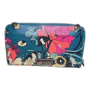 Sakroots Floral Print Zip Around Wallet Clutch Boho Travel Organizer